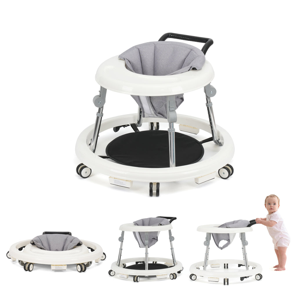 Baby Walker Foldable with 9 Adjustable Heights, Baby Walkers and Activity Center for Girls Boys Babies 7-18 Months, Baby Walker with Wheels Portable Anti-Rollover