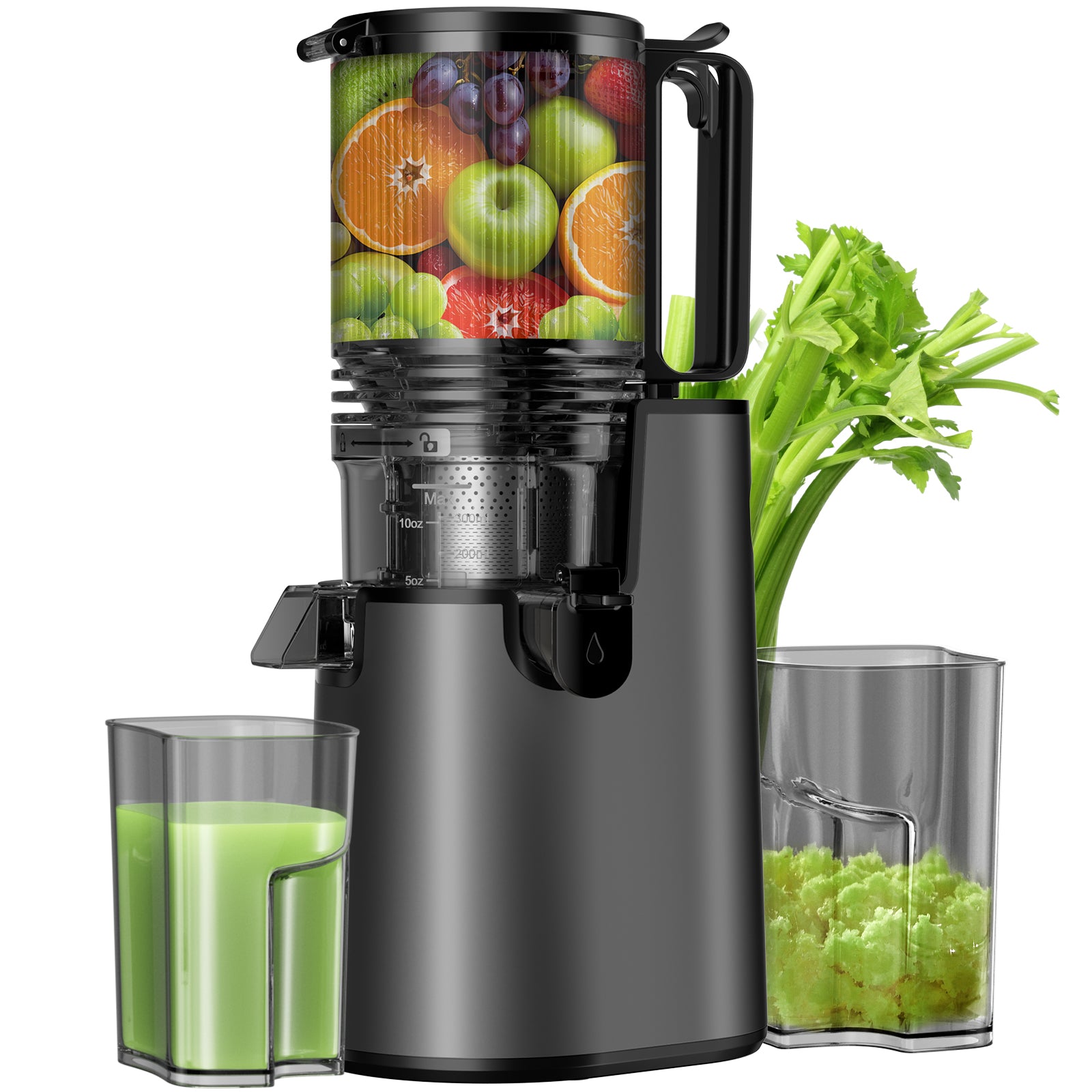 Cold Press Juicer, Juicer Machines with 5.4" Wide Feed Chute for Juice Extractor, Professional Slow Masticating Juicer for Whole Vegetables & Fruits with High Juice Yield, Easy to Clean