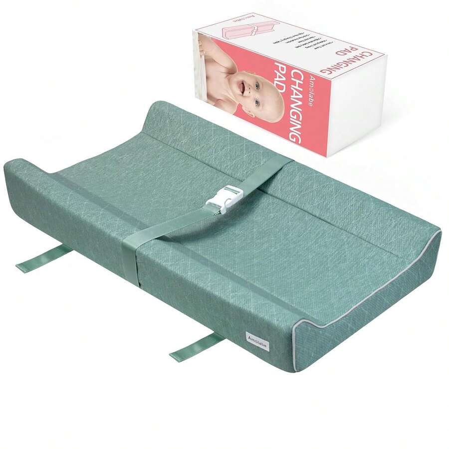 Baby Soft Changing Pad With Washable Cover, Baby Diaper Changing Pads For Dresser Top With Strap,Non Slip Bottom, Topper For Standard Size Infant Diaper Table & Dresser