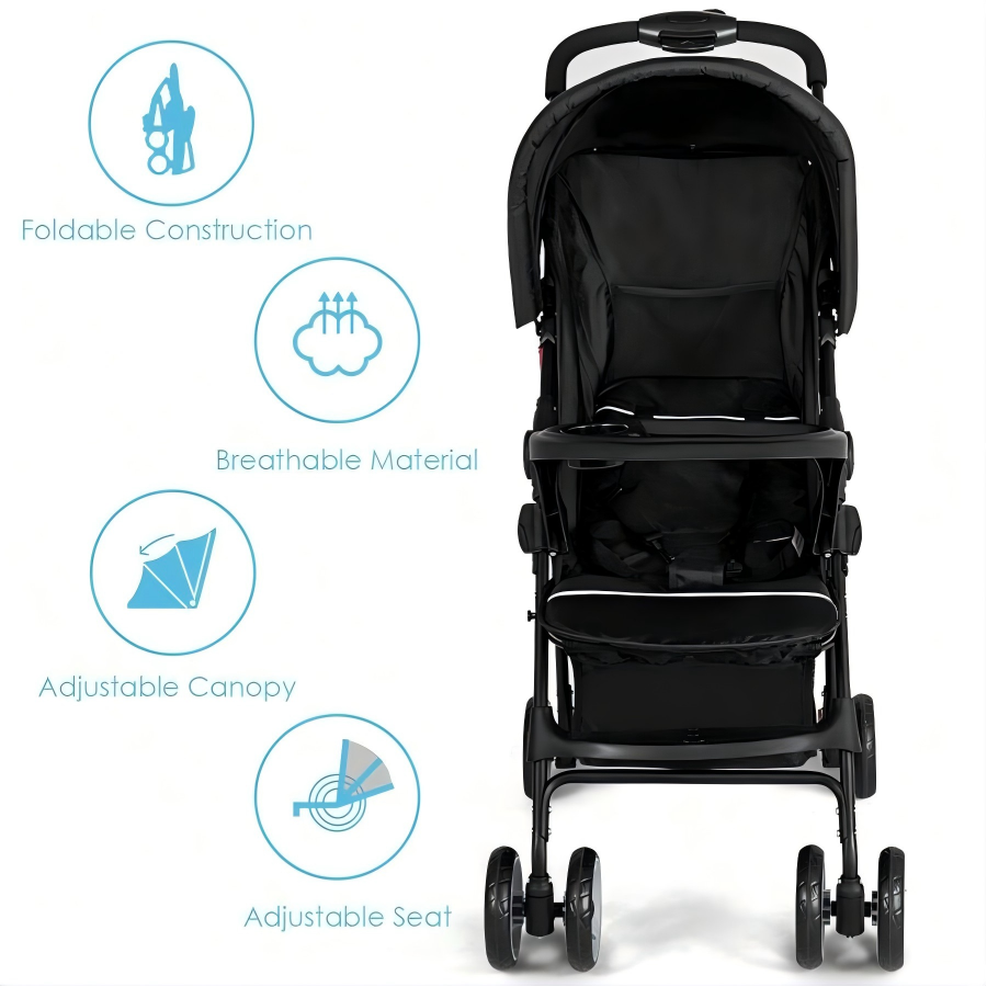 Portable Baby Toddler Stroller, High Landscape, One‑Hand Quick Fold, Convertible to Suitcase for Rolling Travel, Anti‑Skid Wheels & Large Capacity Storage Basket, Ideal for Travel（副本）