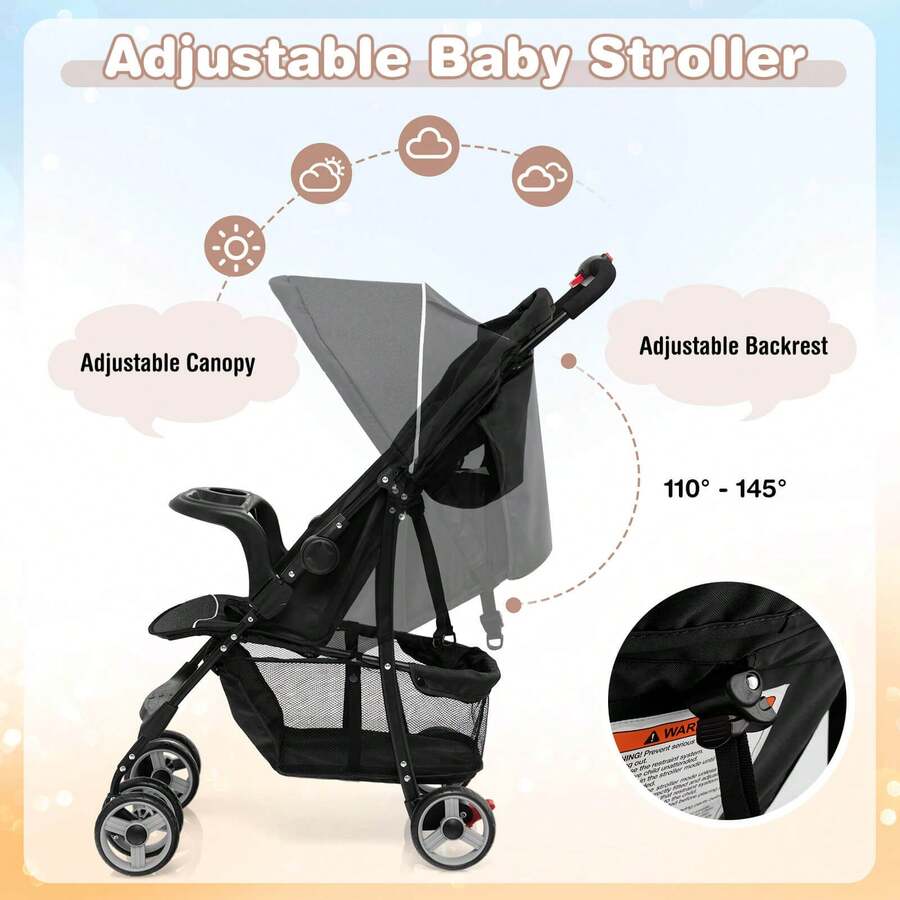 Portable Baby Toddler Stroller, High Landscape, One‑Hand Quick Fold, Convertible to Suitcase for Rolling Travel, Anti‑Skid Wheels & Large Capacity Storage Basket, Ideal for Travel（副本）