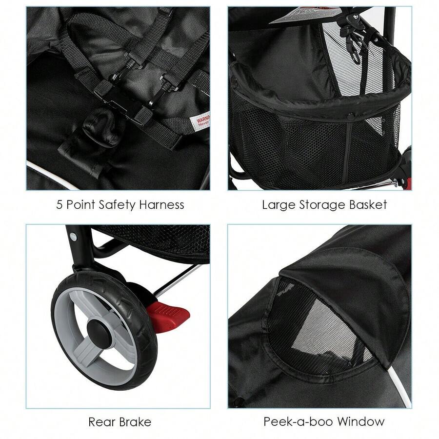 Portable Baby Toddler Stroller, High Landscape, One‑Hand Quick Fold, Convertible to Suitcase for Rolling Travel, Anti‑Skid Wheels & Large Capacity Storage Basket, Ideal for Travel（副本）