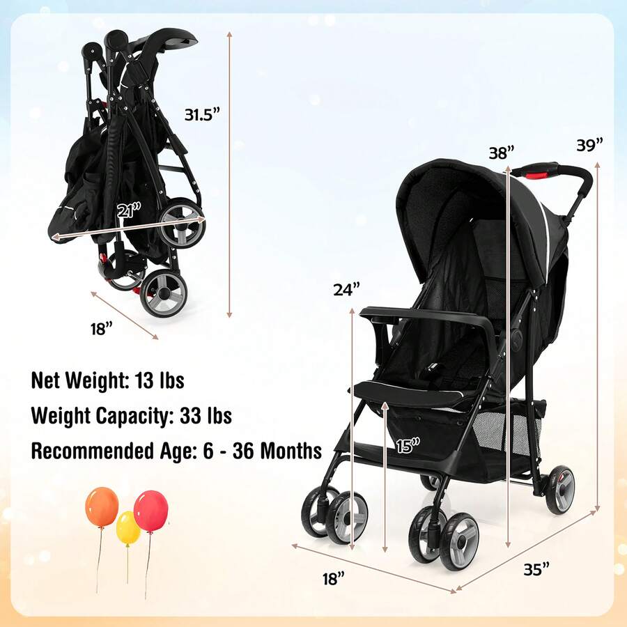 Portable Baby Toddler Stroller, High Landscape, One‑Hand Quick Fold, Convertible to Suitcase for Rolling Travel, Anti‑Skid Wheels & Large Capacity Storage Basket, Ideal for Travel（副本）