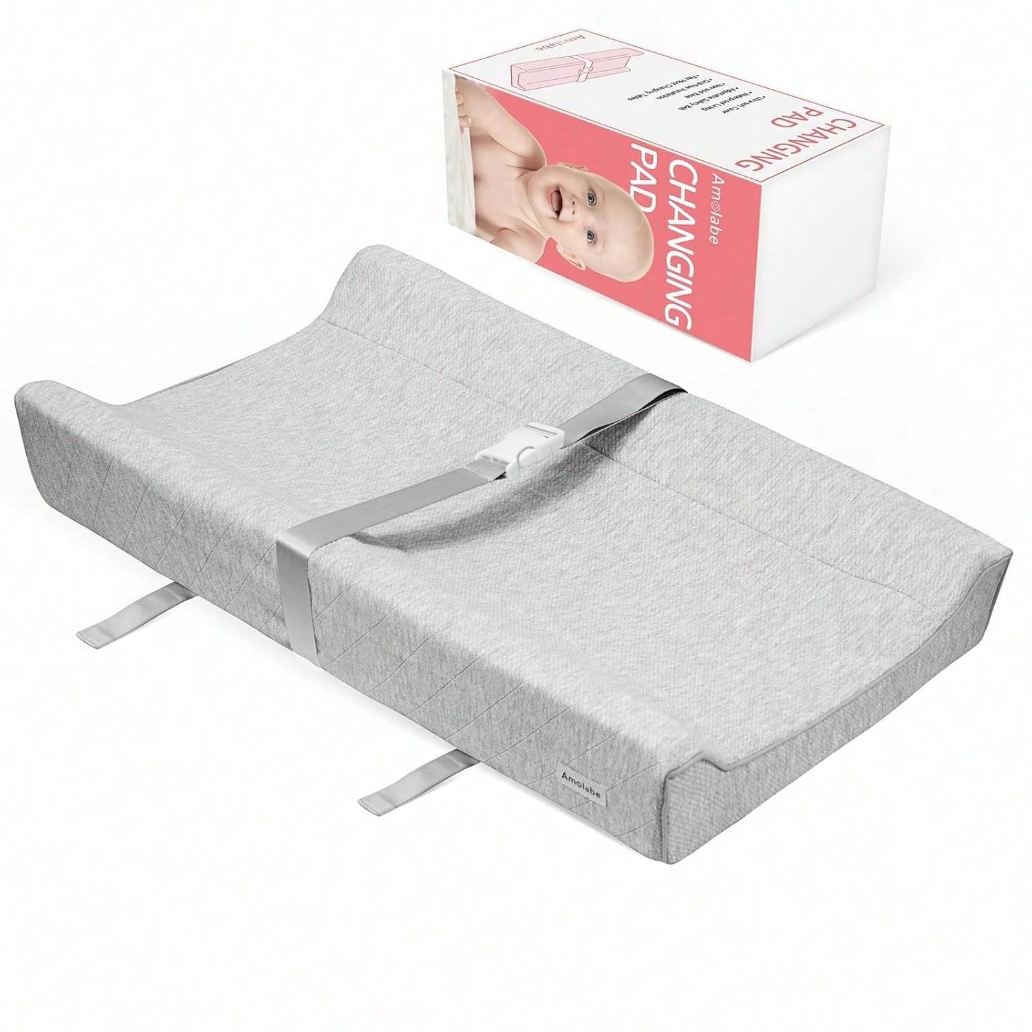 Baby Soft Changing Pad With Washable Cover, Baby Diaper Changing Pads For Dresser Top With Strap,Non Slip Bottom, Topper For Standard Size Infant Diaper Table & Dresser
