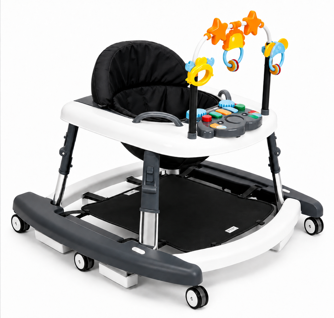 5-in-1 Music and Lights Baby Walker Foldable with 5 Adjustable Heights, Baby Walker with Wheels and Bouncer Combo Portable, Infant Toddler Walker for Baby Boy Girls 6-18 Months