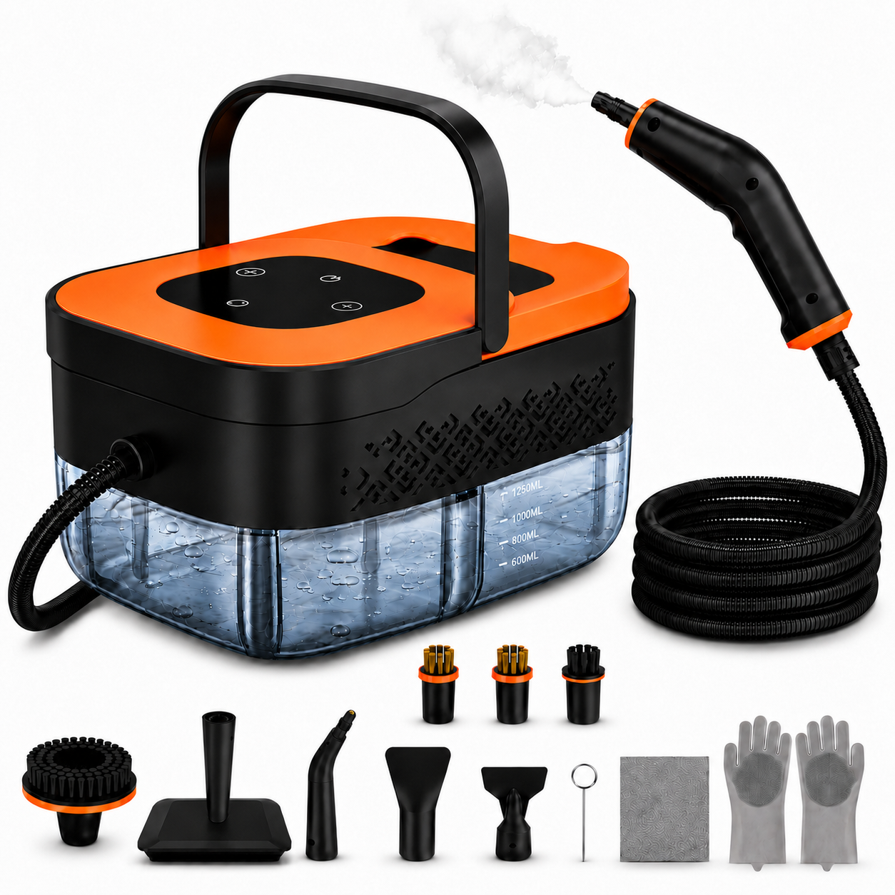 Steam Cleaner, Portable Steamer for Cleaning with 16pcs Accessories, 6-Level Adjustable and 15s Heat-Up, Handheld Steam Cleaner for Home, Tile, Dirt, Grout, Grease, Car Detailing