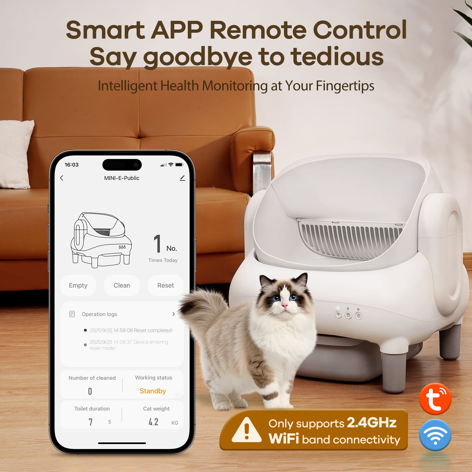 Automatic Litter Box,Open Top Self Cleaning Litter Box with App Control for Multiple Cats, Safety Sensors Protection, Odor Control Includes 2 roll Liners,Large Waste Bin, Cream White