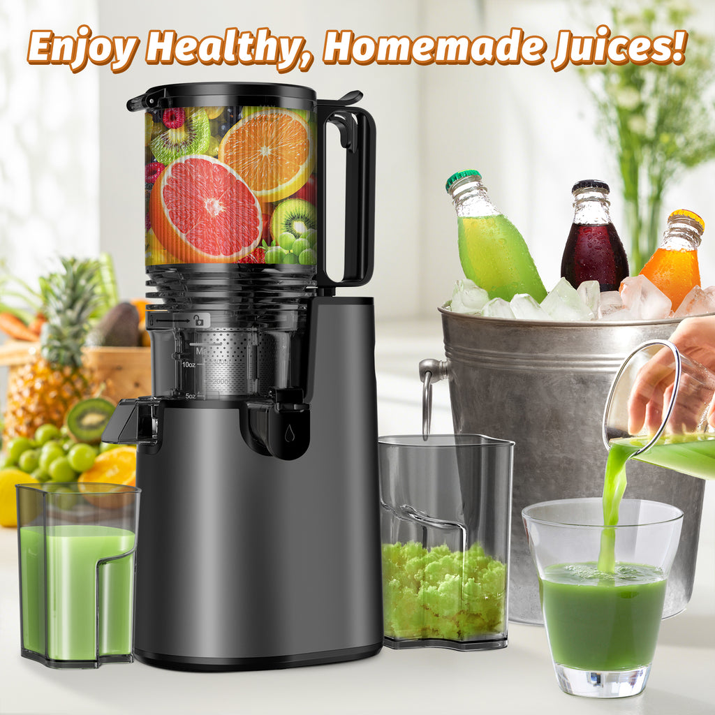 Cold Press Juicer, Juicer Machines with 5.4" Wide Feed Chute for Juice Extractor, Professional Slow Masticating Juicer for Whole Vegetables & Fruits with High Juice Yield, Easy to Clean