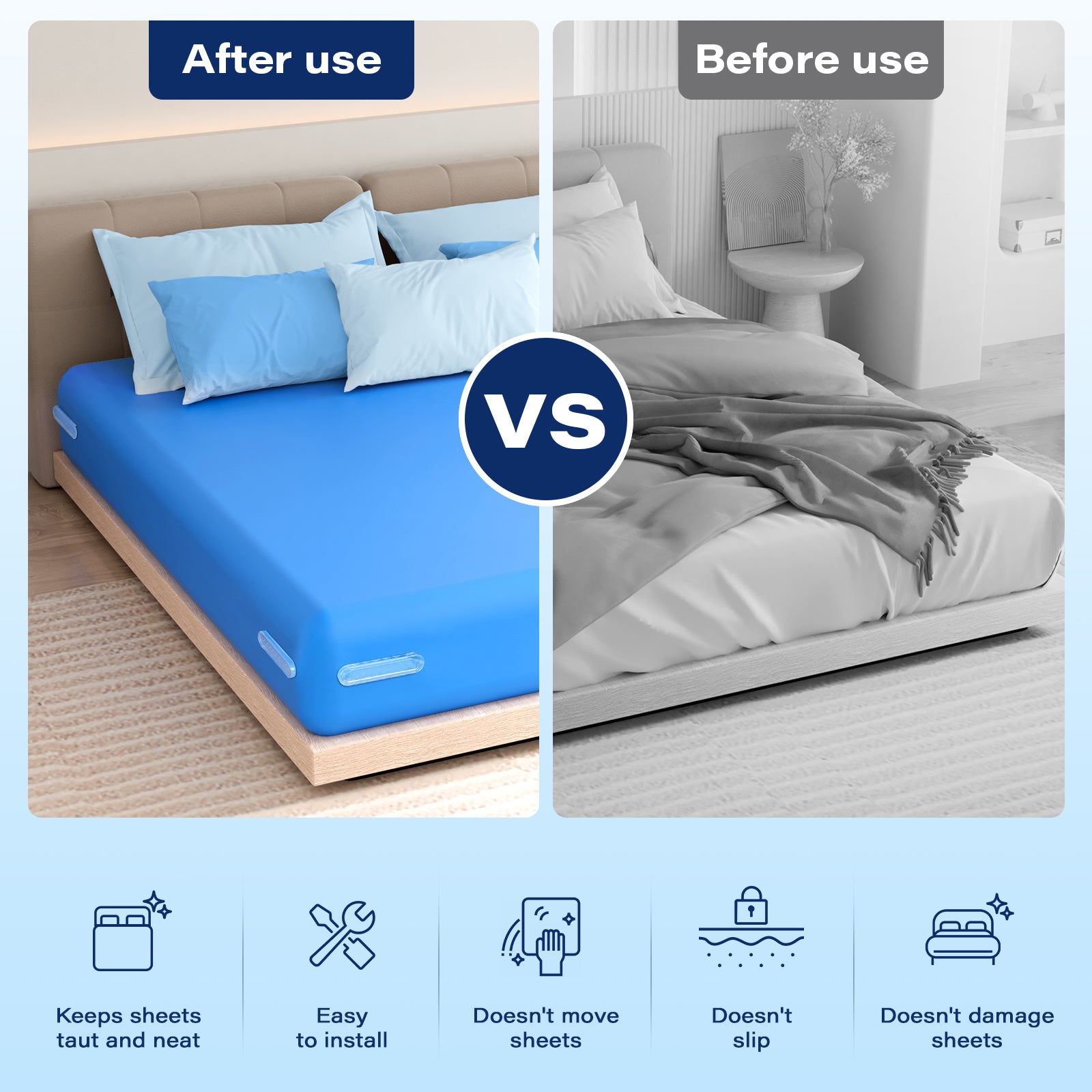 Bed Sheet Holders for Corners, 4Pcs Fitted Sheet Holders Fit All Mattress Sizes