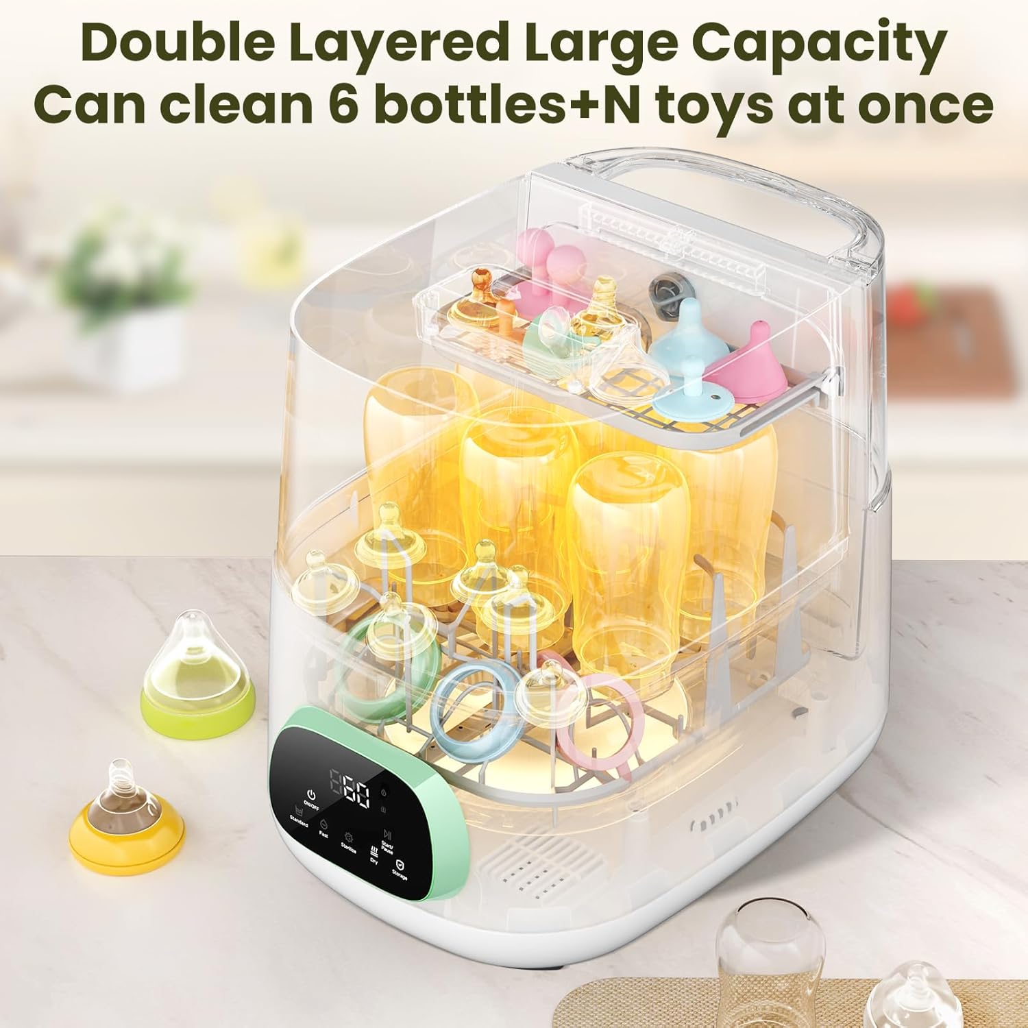 Baby Bottle Washer, Sterilizer and Dryer, All-in-One Pro Cleaning Machine for Bottles, Pump Parts & Baby Essentials, Effortless Care, Replaces Hand Washing