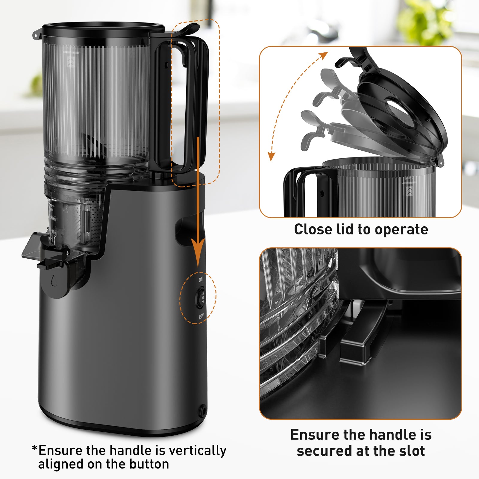 Cold Press Juicer, Juicer Machines with 5.4" Wide Feed Chute for Juice Extractor, Professional Slow Masticating Juicer for Whole Vegetables & Fruits with High Juice Yield, Easy to Clean