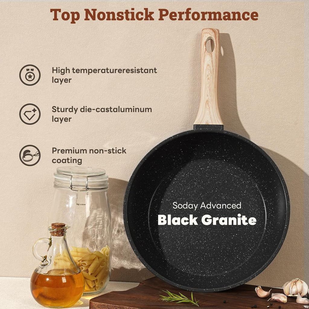 17 Pcs Pots and Pans Set Non Stick Kitchen Cookware Sets Nonstick Induction Cookware Non-toxic White Granite Cooking Tools with Stay-Cool Handles Silicone Tools, Pot Protectors