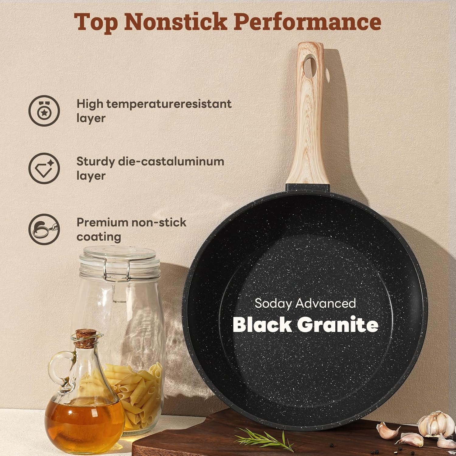 17 Pcs Pots and Pans Set Non Stick Kitchen Cookware Sets Nonstick Induction Cookware Non-toxic White Granite Cooking Tools with Stay-Cool Handles Silicone Tools, Pot Protectors