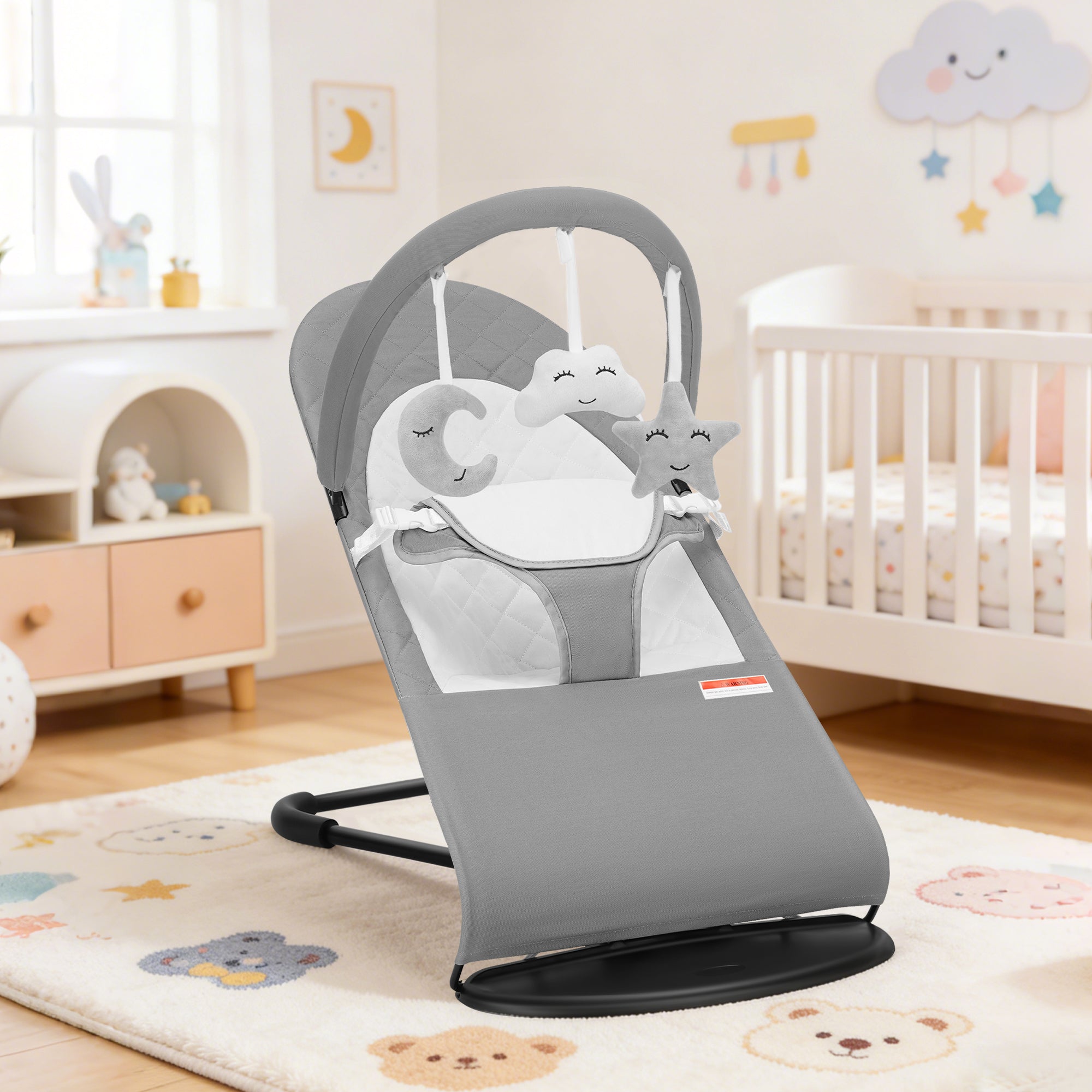 Baby Bouncer, Portable Baby Bouncer Seat for Baby 0-18 Months, 3 Modes with Rocker and Stationary Options, Infant Rocker Chair with Hanging Toys