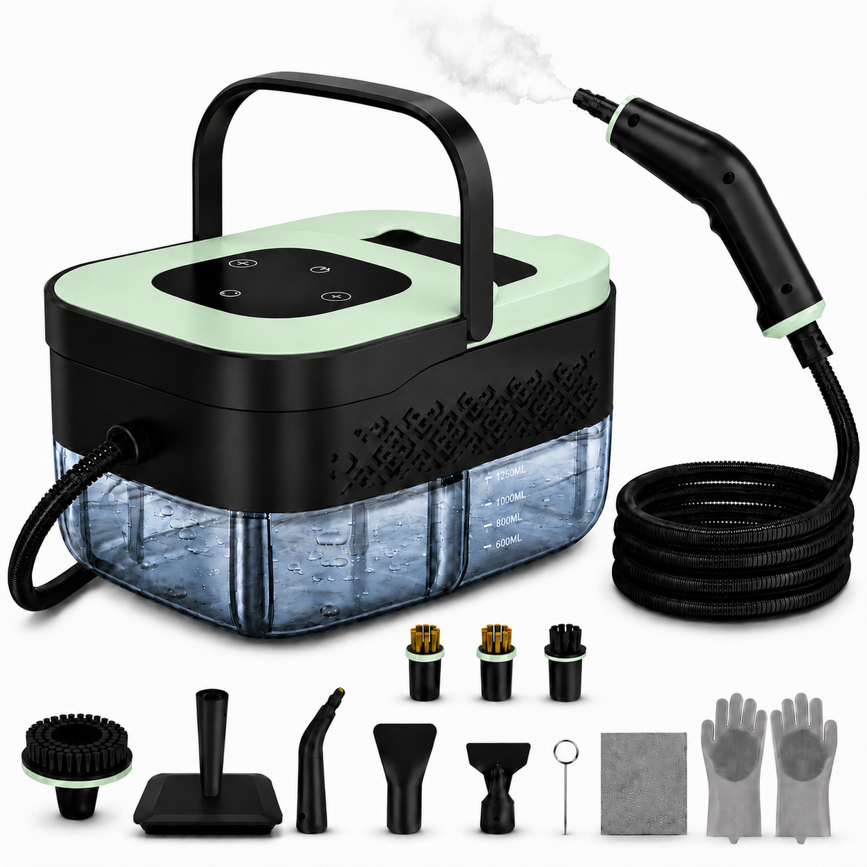 Steam Cleaner, Portable Steamer for Cleaning with 16pcs Accessories, 6-Level Adjustable and 15s Heat-Up, Handheld Steam Cleaner for Home, Tile, Dirt, Grout, Grease, Car Detailing