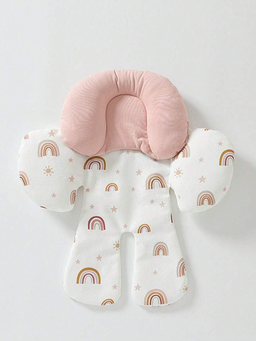 2-in-1 Baby Car Seat Head Support for Newborns – Soft Breathable Rainbow Cushion Insert for Strollers, Swings & Bouncers (Boys & Girls)