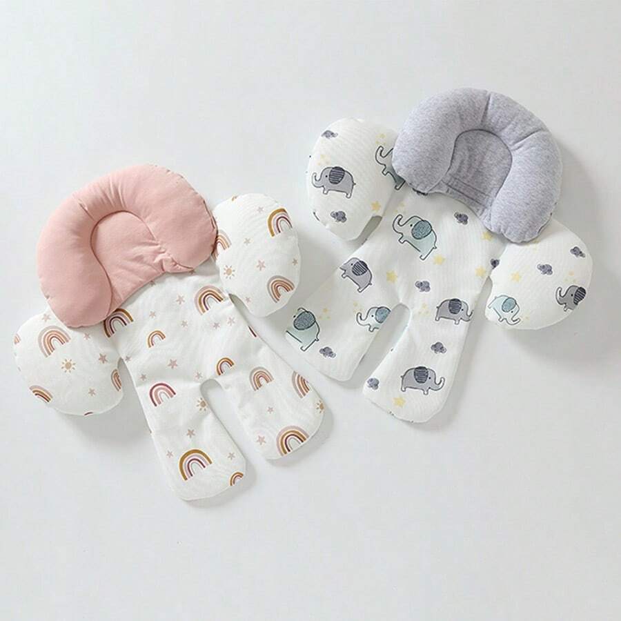 2-in-1 Baby Car Seat Head Support for Newborns – Soft Breathable Rainbow Cushion Insert for Strollers, Swings & Bouncers (Boys & Girls)