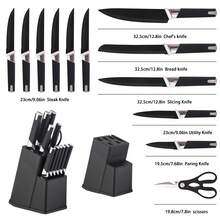 13-Piece High Carbon Stainless Steel Kitchen Knife Set with Wooden Block, Sharpener & Anti-Slip Handle - Dishwasher Safe
